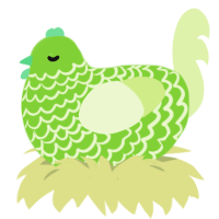 A grass and apple chicken with a lace pattern