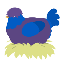 A overcast and ultramarine chicken with a head pattern