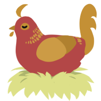 A red and gold chicken with a neck-band pattern