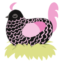 A black and pink chicken with a lace pattern