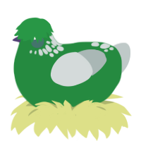Petrichor, a viridian and silver chicken with a neck-speckle pattern