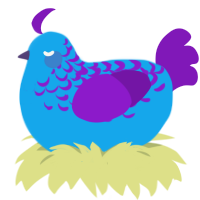 A sky and violet chicken with a half-lace pattern