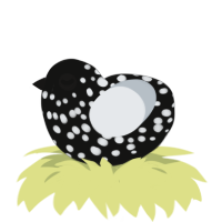 A black and mist chicken with a speckle pattern