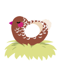 A russet and cream chicken with a half-lace pattern