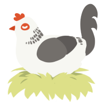 A white and grey chicken with a neck-band pattern