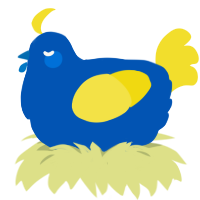 A ultramarine and yellow chicken