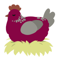 A maroon and ash chicken with a neck-speckle pattern