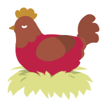 A crimson and russet chicken with a head pattern