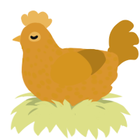A orange and ochre chicken with a speckle pattern
