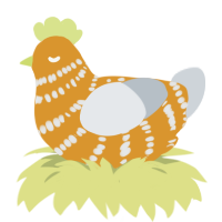 A orange and mist chicken with a bar pattern