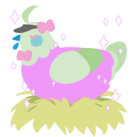 Jaime, a lavender and gluppy chicken with a head pattern
