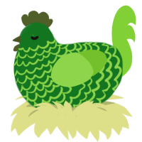 A leaf and grass chicken with a lace pattern
