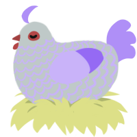 A silver and lilac chicken with a lace pattern