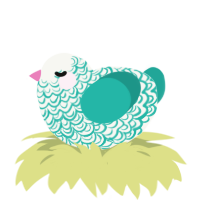 A white and turquoise chicken with a double-lace pattern