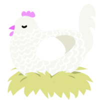 A white chicken with a lace pattern