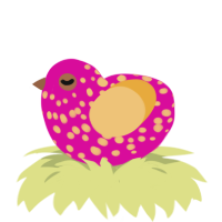A fuchsia and honey chicken with a speckle pattern