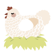 A cream chicken with a lace pattern