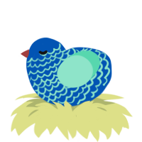 A ultramarine and mint chicken with a lace pattern