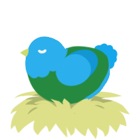 A viridian and sky chicken with a head pattern