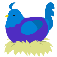 A indigo and sapphire chicken with a head pattern