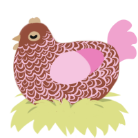 A russet and pink chicken with a double-lace pattern