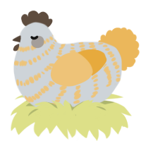 A mist and honey chicken with a bar pattern