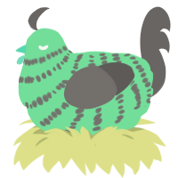 A spring and grey chicken with a bar pattern