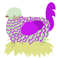 A gluppy and amethyst chicken with a lace pattern