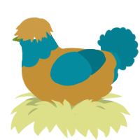 A gold and sea chicken with a head pattern