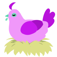 pink, a lavender and amethyst chicken