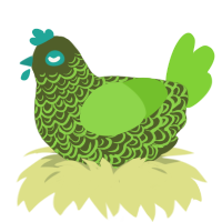 A olive and grass chicken with a double-lace pattern