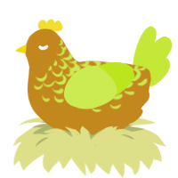 A ochre and lime chicken with a half-lace pattern