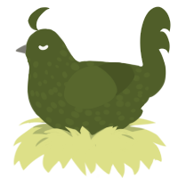 A olive chicken with a speckle pattern