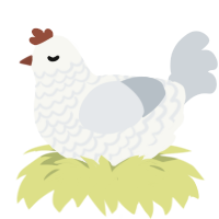 A white and mist chicken with a lace pattern