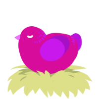 A fuchsia and amethyst chicken with a neck-band pattern
