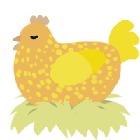 A honey and yellow chicken with a speckle pattern
