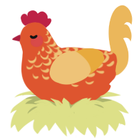 A vermilion and honey chicken with a half-lace pattern