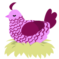 A lavender and wine chicken with a lace pattern