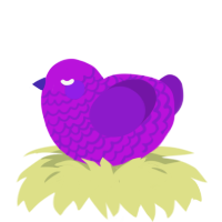 A amethyst and violet chicken with a lace pattern