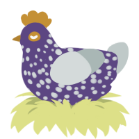 A overcast and silver chicken with a speckle pattern