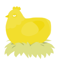 A yellow chicken with a head pattern