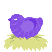 A blurple chicken with a bar pattern
