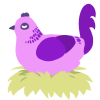 A lavender and violet chicken with a neck-band pattern