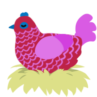 A crimson and orchid chicken with a lace pattern