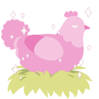 A pink chicken with a head pattern