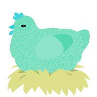 A mint chicken with a double-lace pattern