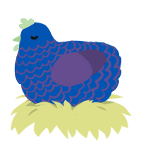 A ultramarine and overcast chicken with a lace pattern