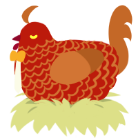 Infir, a red and brown chicken with a lace pattern