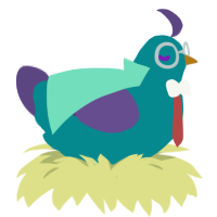 A teal and overcast chicken