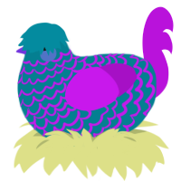 A sea and amethyst chicken with a lace pattern